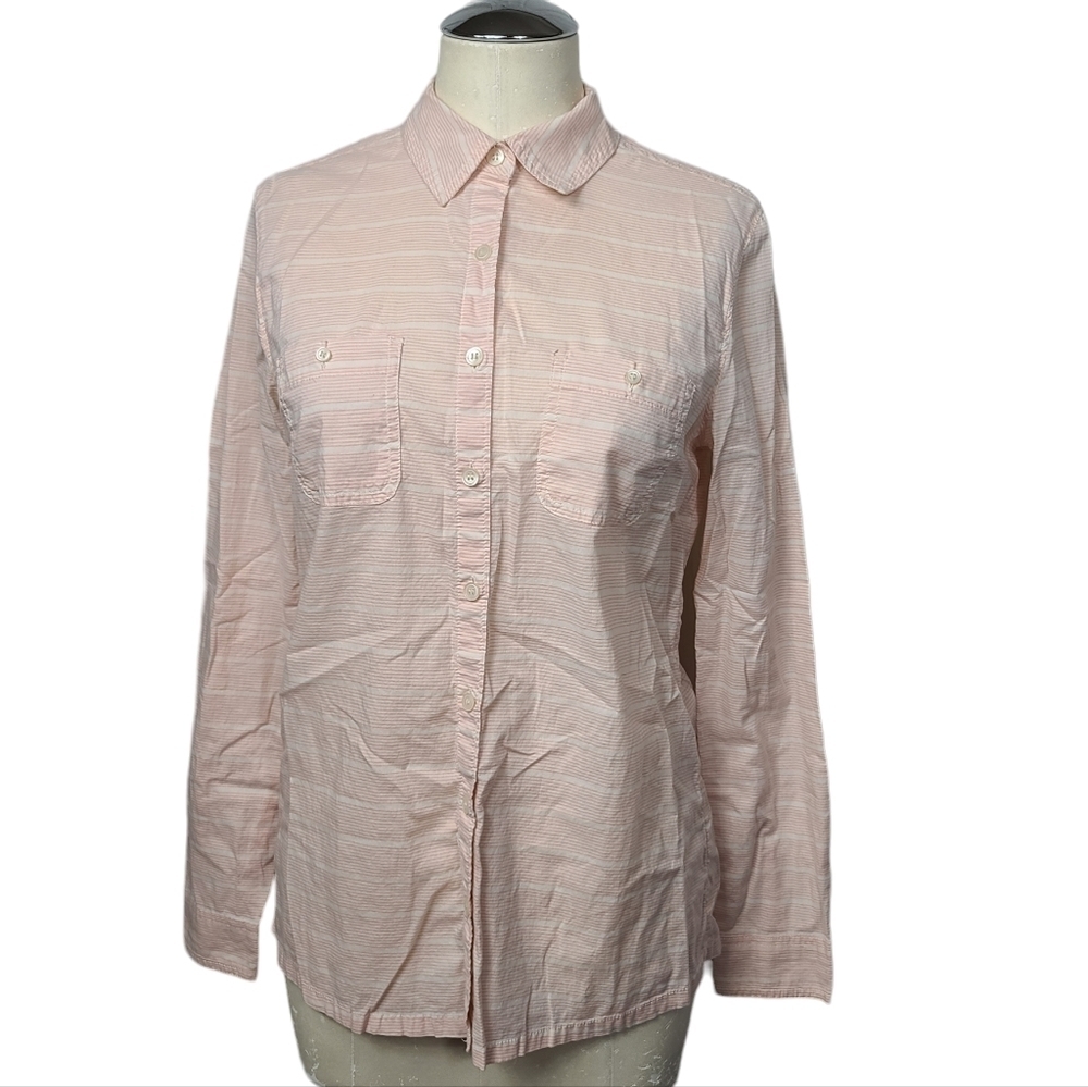 Caslon Striped Button Down Long Sleeve Shirt XS